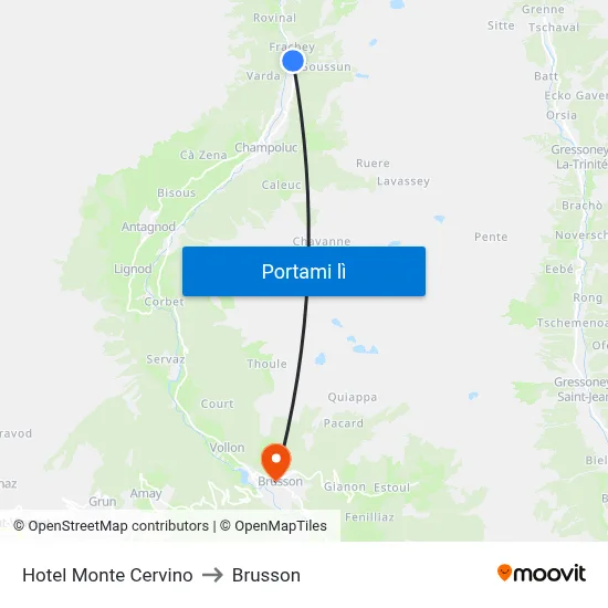 Hotel Monte Cervino to Brusson map