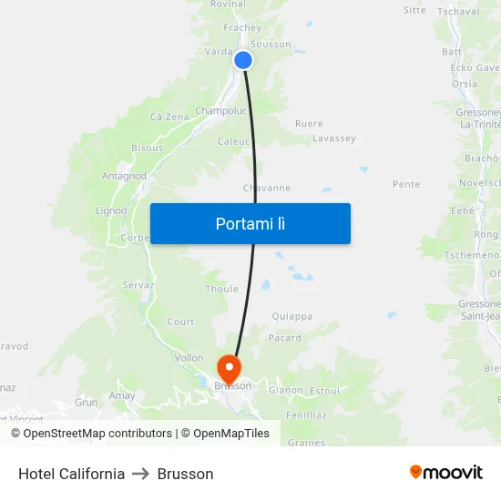 Hotel California to Brusson map