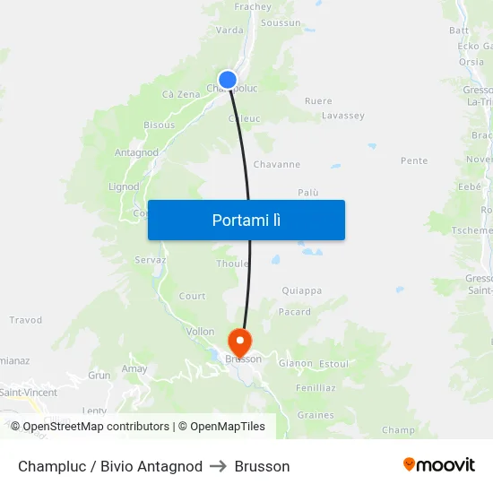 Champluc / Bivio Antagnod to Brusson map
