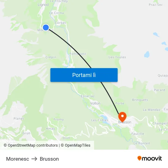 Morenesc to Brusson map