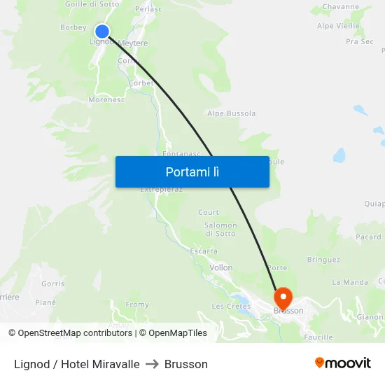 Lignod / Hotel Miravalle to Brusson map