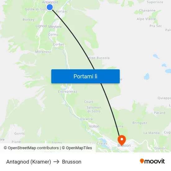 Antagnod (Kramer) to Brusson map