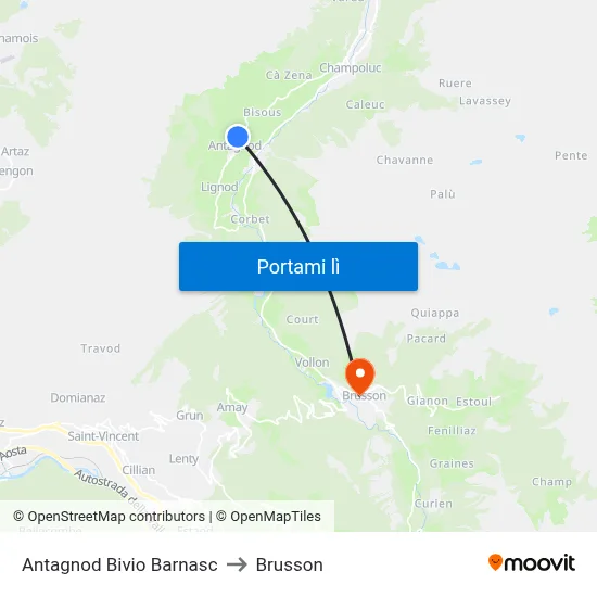 Antagnod Bivio Barnasc to Brusson map