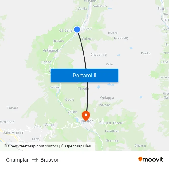 Champlan to Brusson map