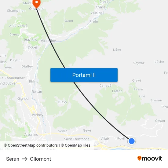 Seran to Ollomont map