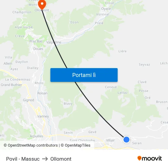 Povil - Massuc to Ollomont map