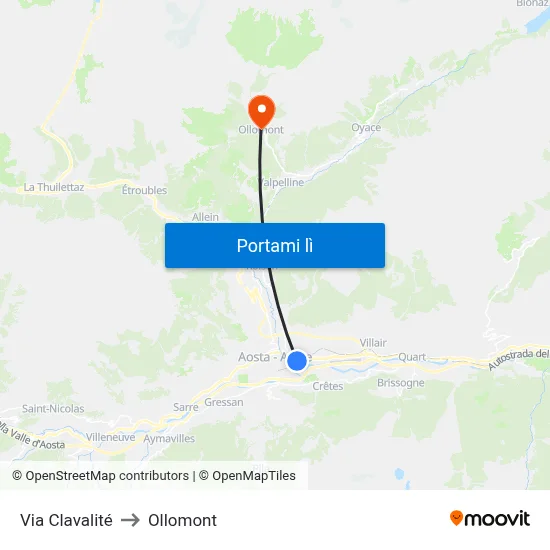 Via Clavalité to Ollomont map