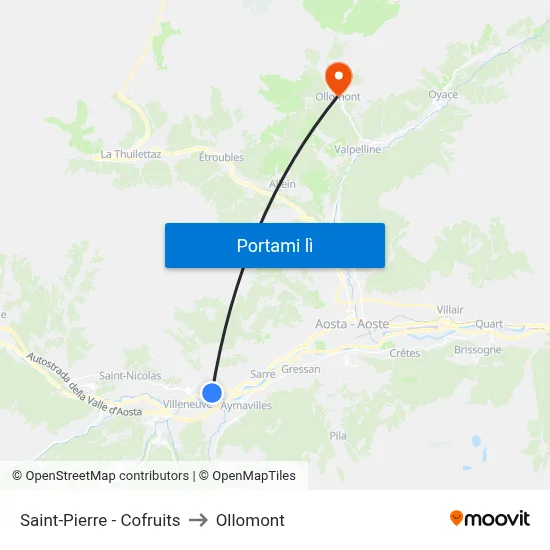 Saint-Pierre - Cofruits to Ollomont map