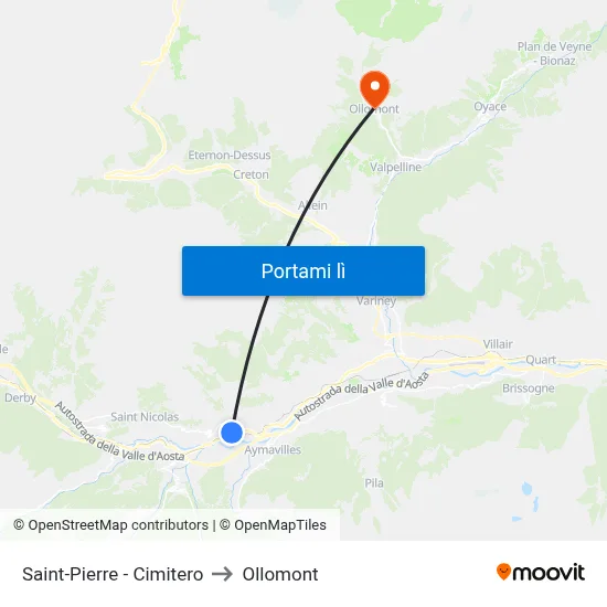 Saint-Pierre - Cimitero to Ollomont map