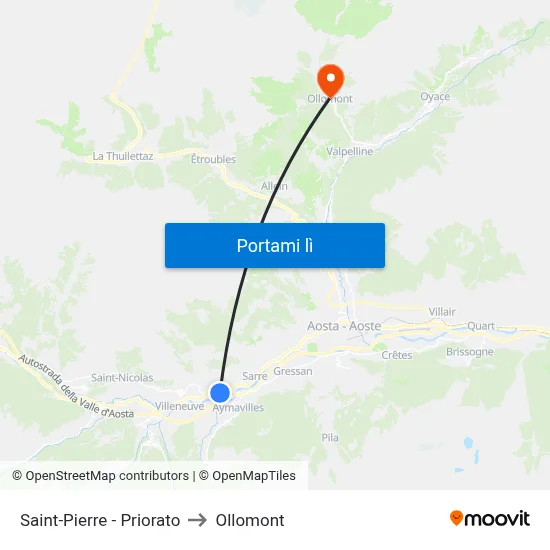 Saint-Pierre - Priorato to Ollomont map