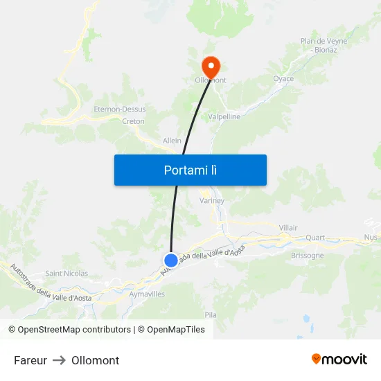 Fareur to Ollomont map