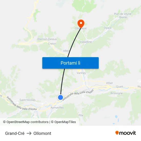 Grand-Cré to Ollomont map