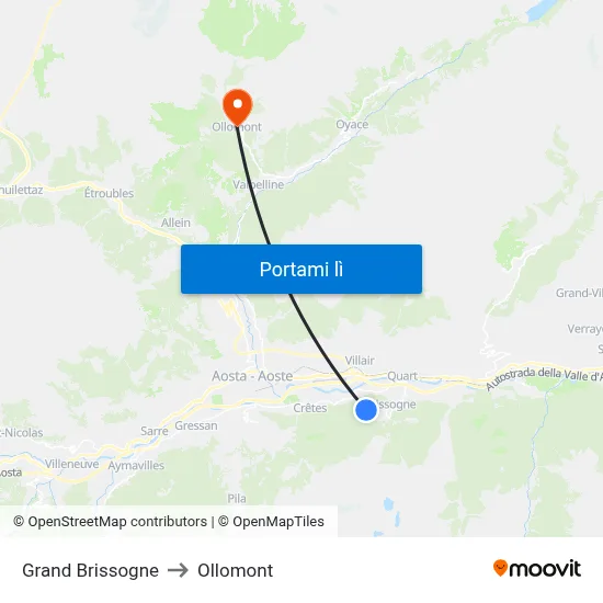 Grand Brissogne to Ollomont map