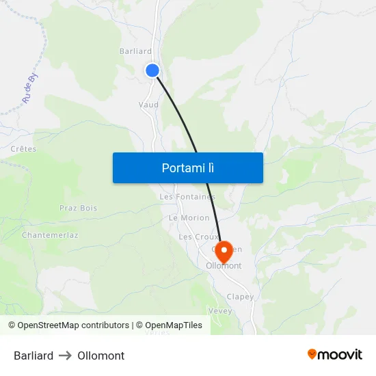 Barliard to Ollomont map