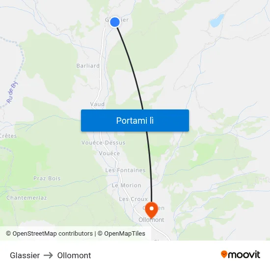Glassier to Ollomont map