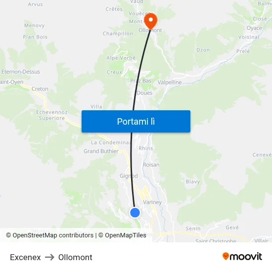 Excenex to Ollomont map