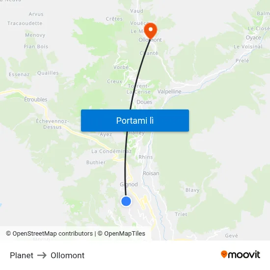 Planet to Ollomont map