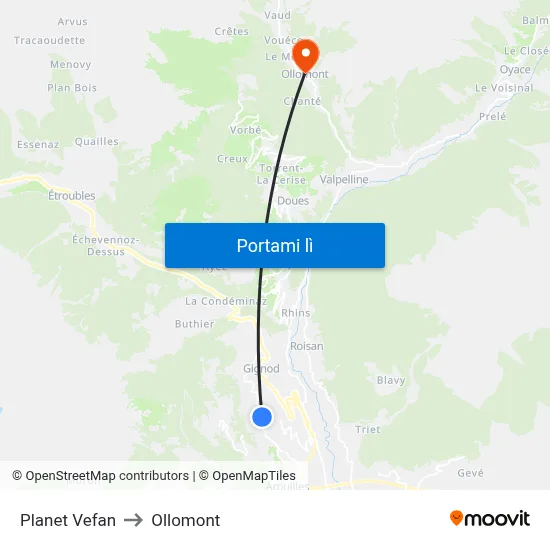 Planet Vefan to Ollomont map