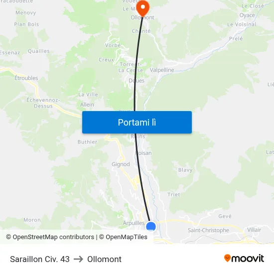 Saraillon Civ. 43 to Ollomont map