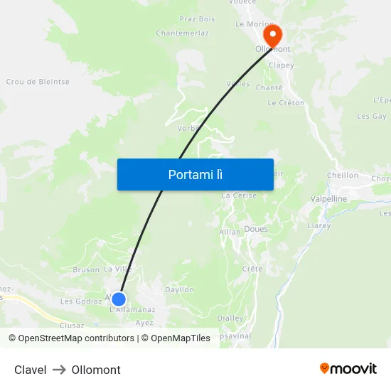 Clavel to Ollomont map
