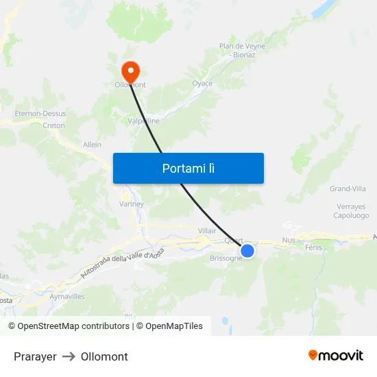 Prarayer to Ollomont map