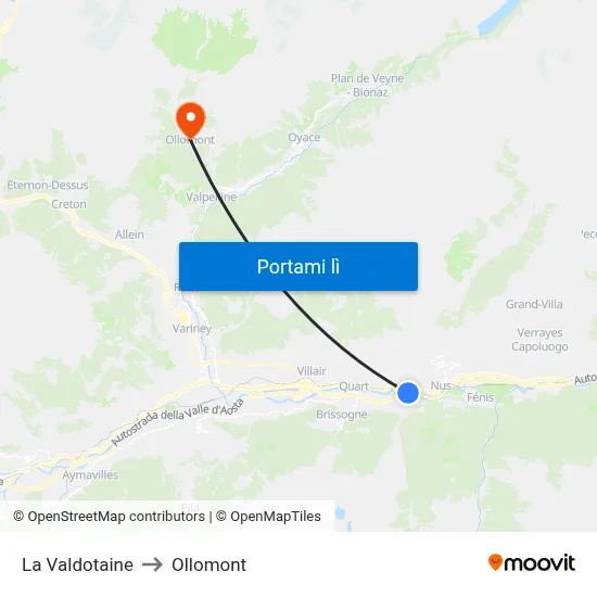 La Valdotaine to Ollomont map