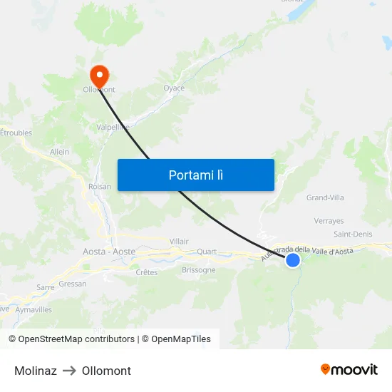 Molinaz to Ollomont map