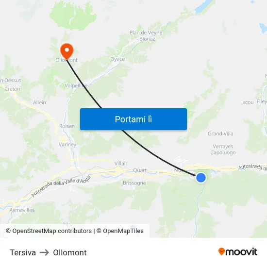 Tersiva to Ollomont map