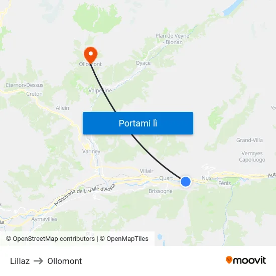 Lillaz to Ollomont map