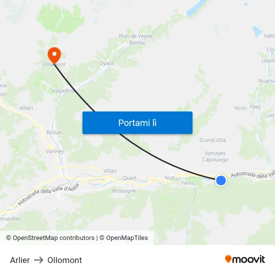 Arlier to Ollomont map