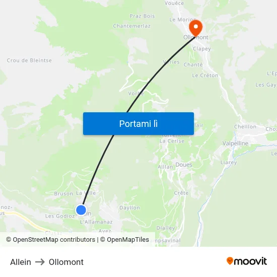 Allein to Ollomont map