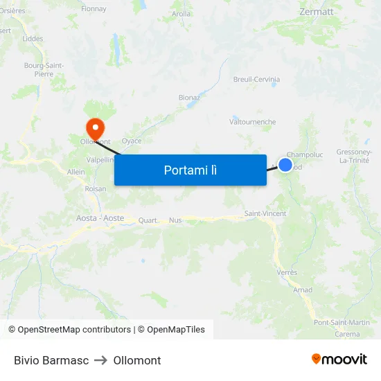 Bivio Barmasc to Ollomont map