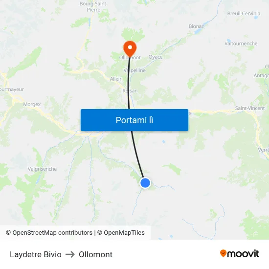 Laydetre Bivio to Ollomont map