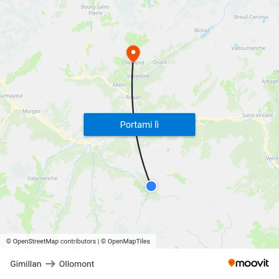 Gimillan to Ollomont map
