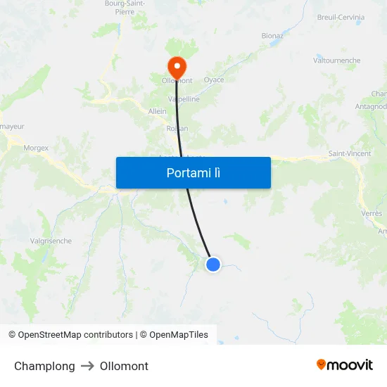 Champlong to Ollomont map