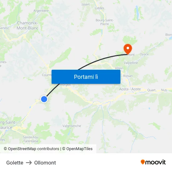 Golette to Ollomont map