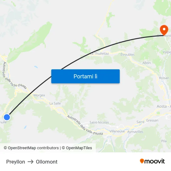 Preyllon to Ollomont map