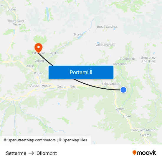 Settarme to Ollomont map