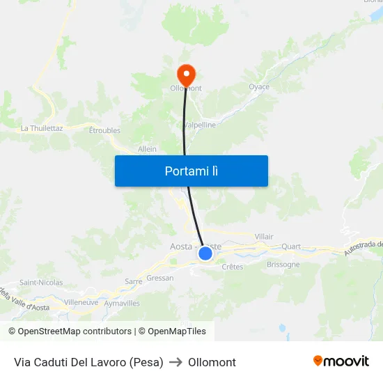 Via Caduti Del Lavoro (Pesa) to Ollomont map