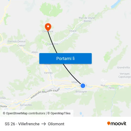 SS 26 - Villefrenche to Ollomont map