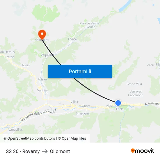 SS 26 - Rovarey to Ollomont map