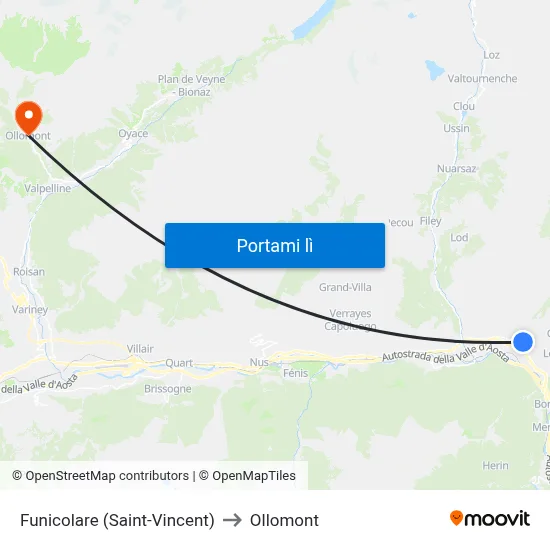 Funicolare (Saint-Vincent) to Ollomont map