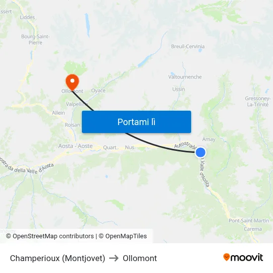 Champerioux (Montjovet) to Ollomont map