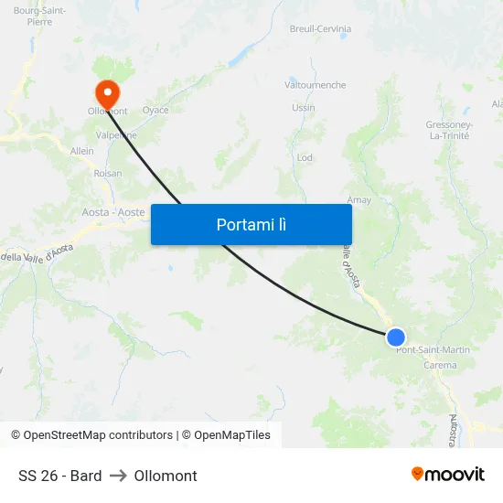 SS 26 - Bard to Ollomont map