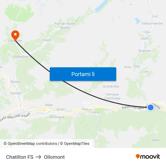 Chatillon FS to Ollomont map