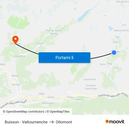 Buisson - Valtournenche to Ollomont map
