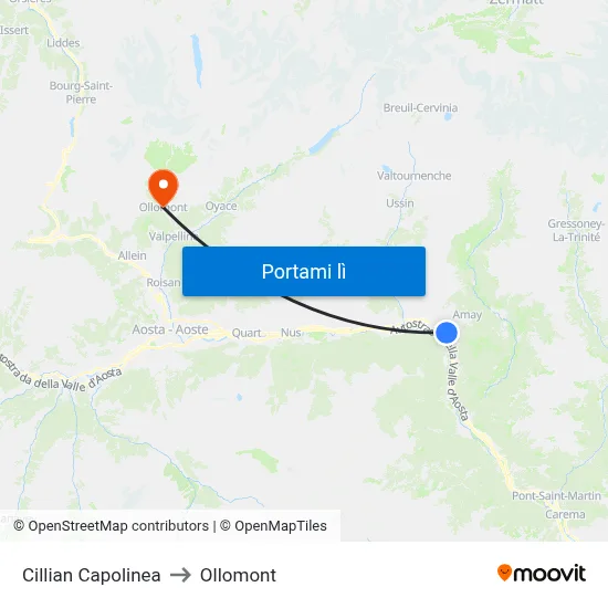 Cillian Capolinea to Ollomont map