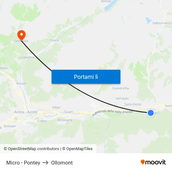 Micro - Pontey to Ollomont map
