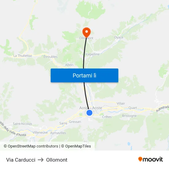 Via Carducci to Ollomont map