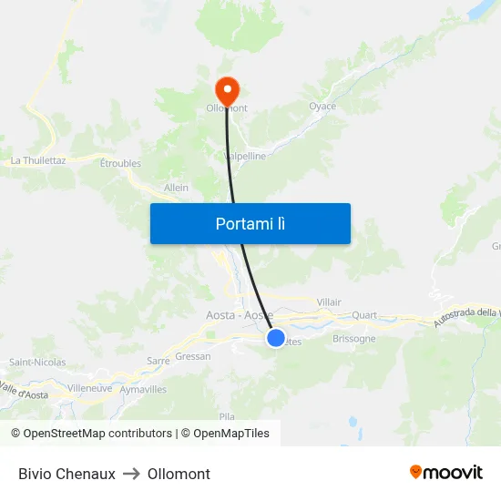 Bivio Chenaux to Ollomont map